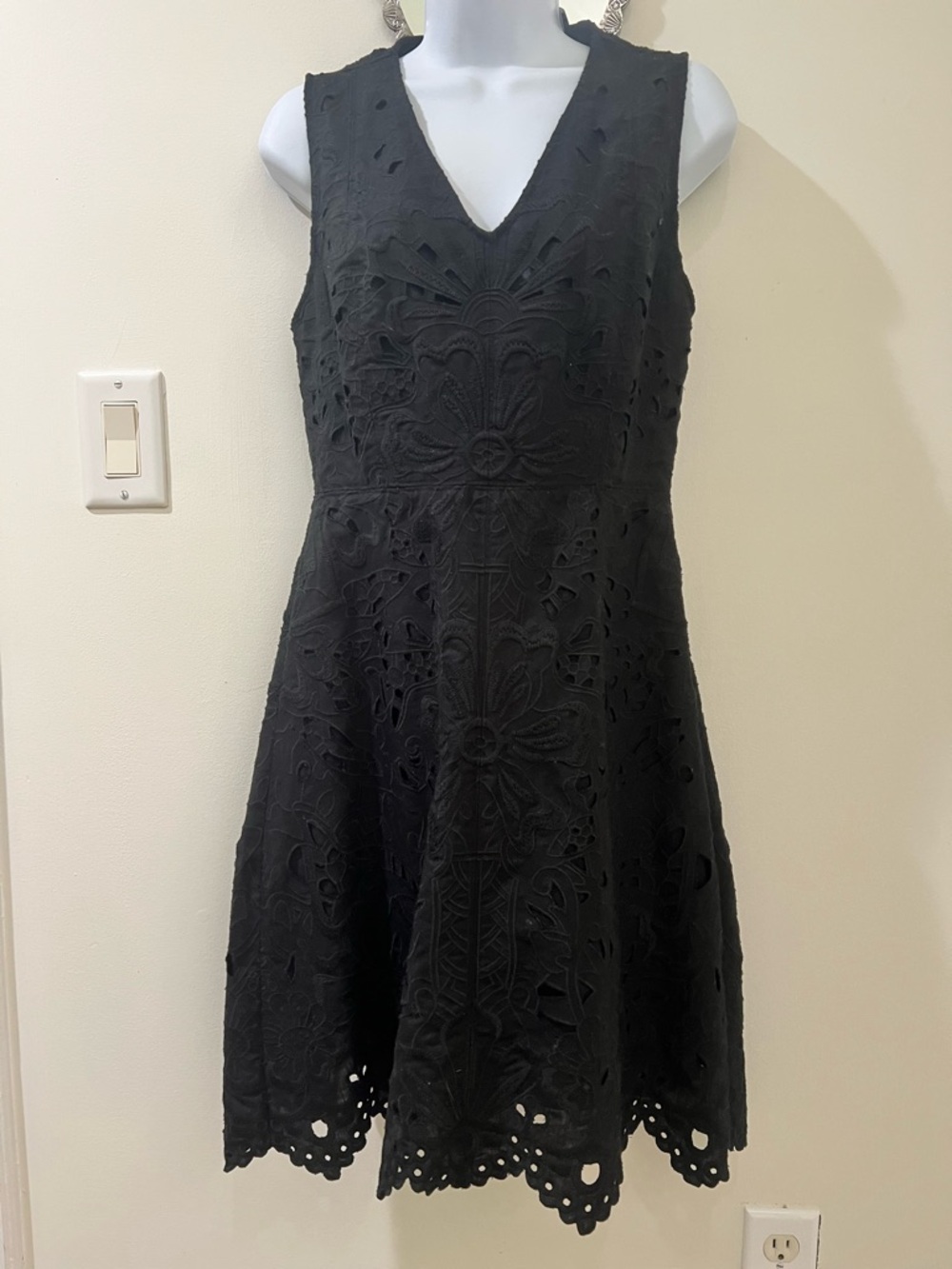 Theory Black Eyelet Mini Dress
